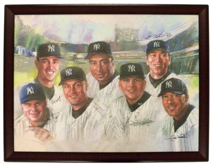 New York Yankees Canvas Painting Signed By (7) Including Jeter, Williams, Posada & Matsui (Yankees LOA)
